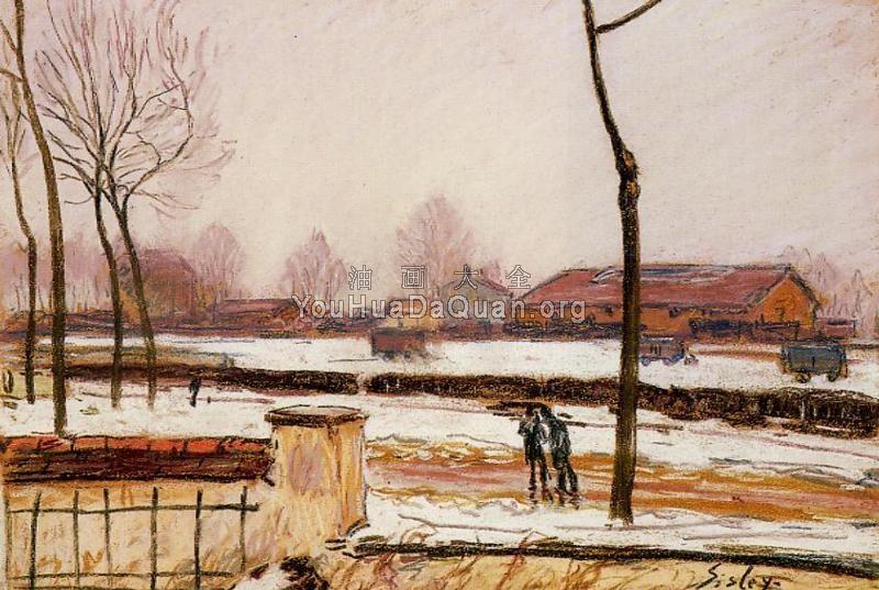 Winter Landscape, Moret - 阿尔弗莱德·西斯莱